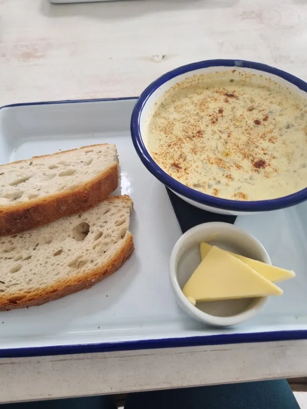 Soup with sourdough and Cornish butter